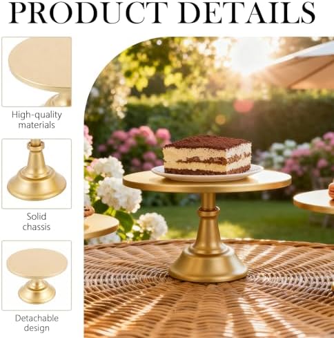 Gold Cake Stand Set Metal Dessert Table Display Stand 3 Pack in Gold, alternate view 4