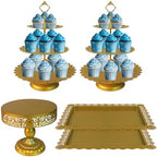 Gold Cake Stands Set, 5pcs Metal Dessert Table Display Set, Tiered Cupcake Stand Dessert Serving Tray for