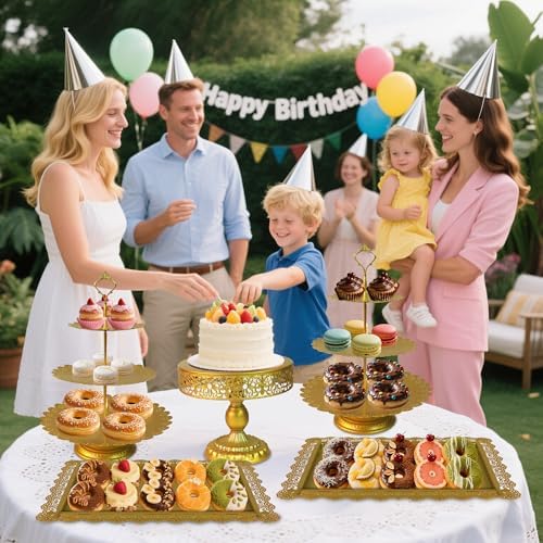 Gold Cake Stands Set, 5pcs Metal Dessert Table Display Set, Tiered Cupcake Stand Dessert Serving Tray for, alternate view 2
