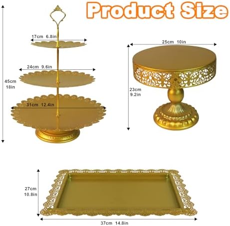 Gold Cake Stands Set, 5pcs Metal Dessert Table Display Set, Tiered Cupcake Stand Dessert Serving Tray for, alternate view 3