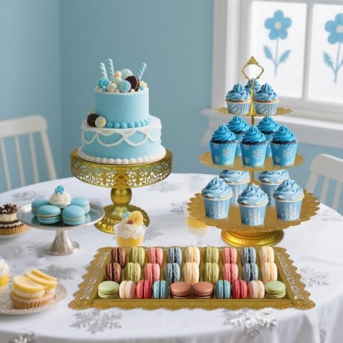 Gold Cake Stands Set, 5pcs Metal Dessert Table Display Set, Tiered Cupcake Stand Dessert Serving Tray for, alternate view 4