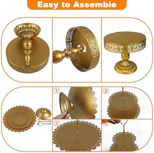 Gold Cake Stands Set, 5pcs Metal Dessert Table Display Set, Tiered Cupcake Stand Dessert Serving Tray for, alternate view 7