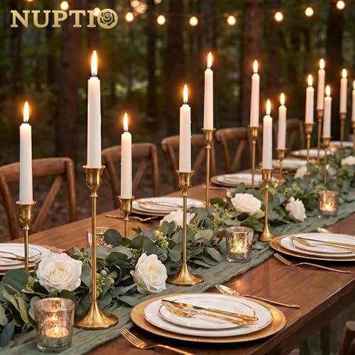Gold Candlestick Holders Bulk: Solid Aluminum Set of 15 in Gold, alternate view 4