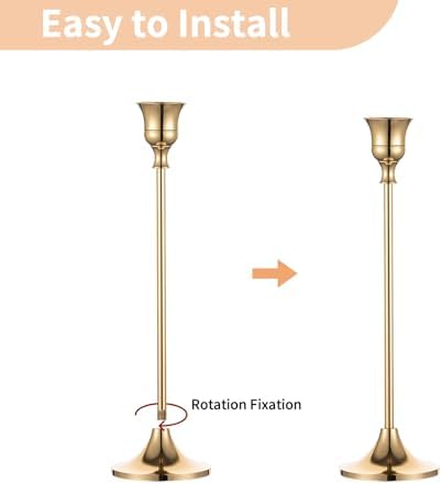 Gold Candlestick Holders Bulk: Solid Aluminum Set of 15 in Gold, alternate view 6