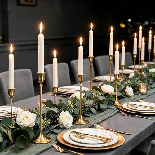 Gold Candlestick Holders Bulk: Solid Aluminum - Set of 30 in Gold