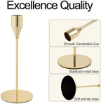 Gold Candlestick Holders, Metal Taper Candle Holders, Bulk Set of 15 in Gold, alternate view 4