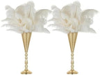 Gold Centerpiece for Wedding Table, Hammered, 16.5" Tall, 2 Pcs in 16.89" in Gold