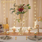 Gold Centerpiece for Wedding Table, Hammered, 16.5" Tall, 2 Pcs in 16.89" in Gold, alternate view 6