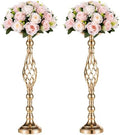 Gold Centerpiece Stand for Table, Twist Style, 22.8" Tall, 2 Pcs in Gold