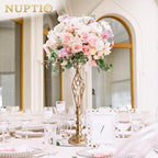Gold Centerpiece Stand for Table, Twist Style, 22.8" Tall, 2 Pcs in Gold, alternate view 2