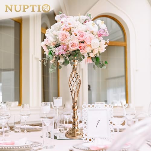 Gold Centerpiece Stand for Table, Twist Style, 22.8" Tall, 2 Pcs in Gold, alternate view 2