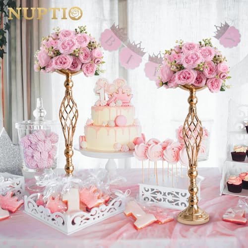 Gold Centerpiece Stand for Table, Twist Style, 22.8" Tall, 2 Pcs in Gold, alternate view 4