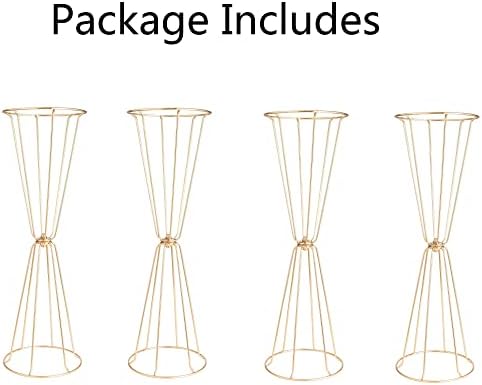 Gold Centerpiece Stands Wedding Flower Stand,4pcs 23.6" Trumpet Vase in 23.6" tall in Gold, alternate view 5