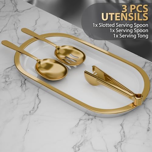 Gold Chafing Dishes for Buffet 2 Pack (2 Pans + 3 Utensils) - 9QT Stainless Steel Chafing Dish Buffet Set - Food, alternate