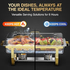 Gold Chafing Dishes for Buffet 2 Pack (2 Pans + 3 Utensils) - 9QT Stainless Steel Chafing Dish Buffet Set - Food, alternate
