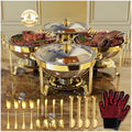 Gold Chafing Dishes for Buffet 4 Pack, 6QT Buffet Servers and Warmers Sets in Gold