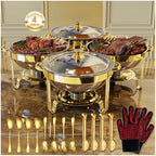 Gold Chafing Dishes for Buffet 4 Pack, 6QT Buffet Servers and Warmers Sets in Gold