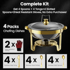 Gold Chafing Dishes for Buffet 4 Pack, 6QT Buffet Servers and Warmers Sets in Gold, alternate view 2