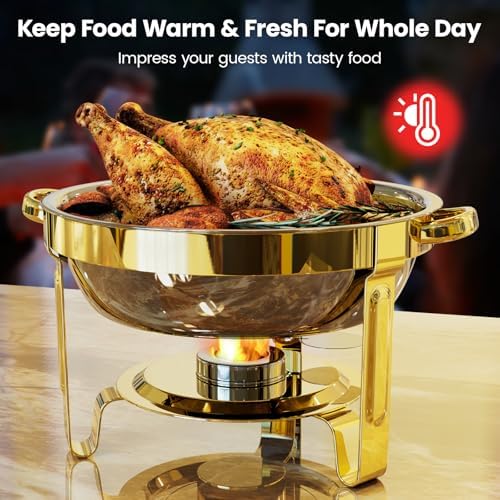 Gold Chafing Dishes for Buffet 4 Pack, 6QT Buffet Servers and Warmers Sets in Gold, alternate view 3