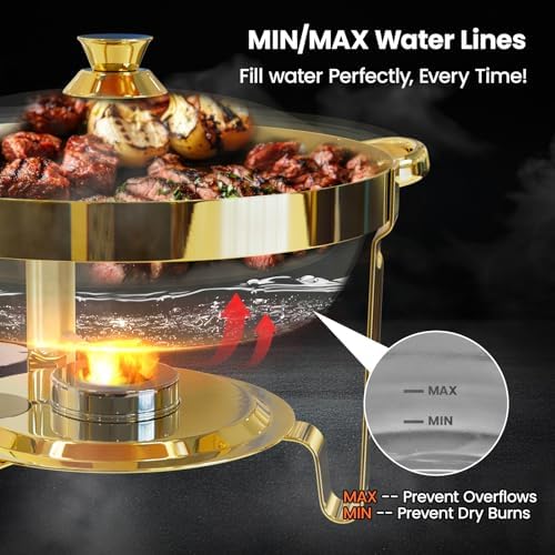 Gold Chafing Dishes for Buffet 4 Pack, 6QT Buffet Servers and Warmers Sets in Gold, alternate view 4