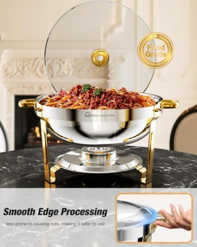 Gold Chafing Dishes for Buffet, Chafers with Glass Lid, 4 Pack, alternate view 2