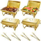 Gold Chafing Dishes for Buffet, Parties, Catering, 8QT, 4 Pack