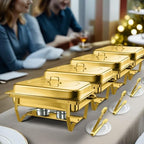 Gold Chafing Dishes for Buffet, Parties, Catering, 8QT, 4 Pack, alternate view 2