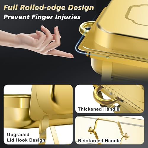 Gold Chafing Dishes for Buffet, Parties, Catering, 8QT, 4 Pack, alternate view 5