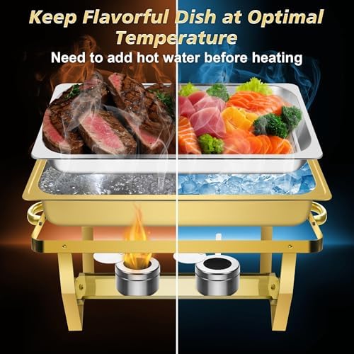 Gold Chafing Dishes for Buffet, Parties, Catering, 8QT, 4 Pack, alternate view 6
