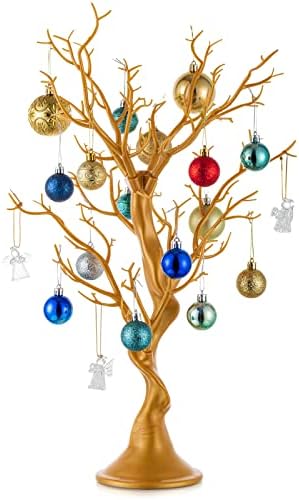 Gold Christmas Tree, 22.8 Inch Artificial Display Branch for Wedding in Gold