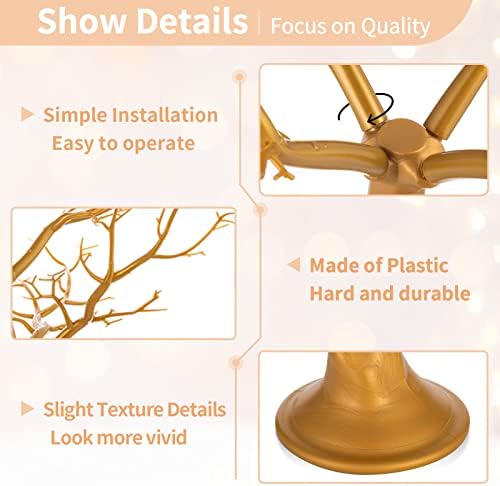 Gold Christmas Tree, 22.8 Inch Artificial Display Branch for Wedding in Gold, alternate view 5