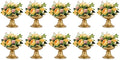 Gold Compote Vases Centerpiece: Metal Urn Planter, 6.5" Tall, 10 Pcs in Gold
