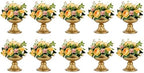 Gold Compote Vases Centerpiece: Metal Urn Planter, 6.5" Tall, 10 Pcs in Gold