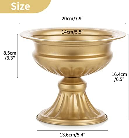 Gold Compote Vases Centerpiece: Metal Urn Planter, 6.5" Tall, 10 Pcs in Gold, alternate view 3