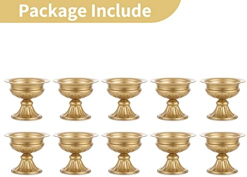 Gold Compote Vases Centerpiece: Metal Urn Planter, 6.5" Tall, 10 Pcs in Gold, alternate view 6
