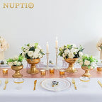 Gold Compote Vases Centerpieces: Metal Urn Planter, 6.5" Tall, 2 Pcs in Gold, alternate view 5