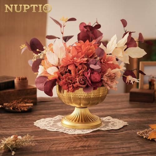 Gold Compote Vases for Centerpieces, Hammered, 6.3", 2 Pcs in 6.3” Tall in Gold, alternate view 2