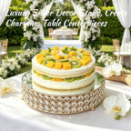 Gold Crystal Round Cake Stand with Mirror Top, 12 Inch Metallic Dessert Display Riser, Bling Crystal Cupcake, alternate view