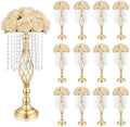 Gold Crystal Tall Vase Centerpiece Stand, Elegant Gold Flower Holder for Wedding Table Centerpieces, Perfect