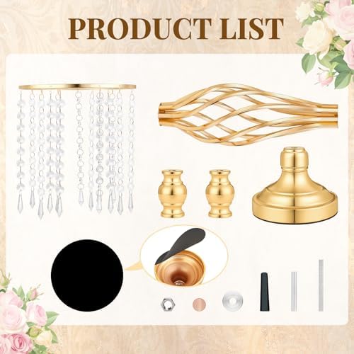 Gold Crystal Tall Vase Centerpiece Stand, Elegant Gold Flower Holder for Wedding Table Centerpieces, Perfect, alternate view