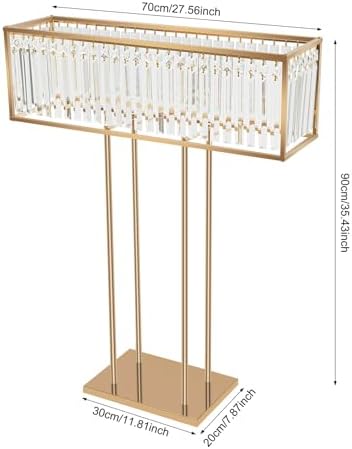Gold Crystal Vases for Centerpieces, 35.4 in Tall Metal Square Vase Stand in Gold, alternate view 2