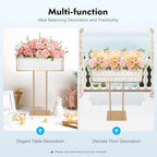 Gold Crystal Vases for Centerpieces, 35.4 in Tall Metal Square Vase Stand in Gold, alternate view 4