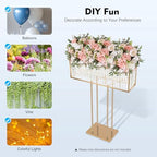 Gold Crystal Vases for Centerpieces, 35.4 in Tall Metal Square Vase Stand in Gold, alternate view 6