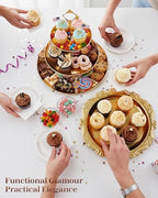 Gold Dessert Table Display Set, 12 Pcs Gold Cake Stand Set with Crystal Pendants - Metal Gold Dessert Stands &, alternate