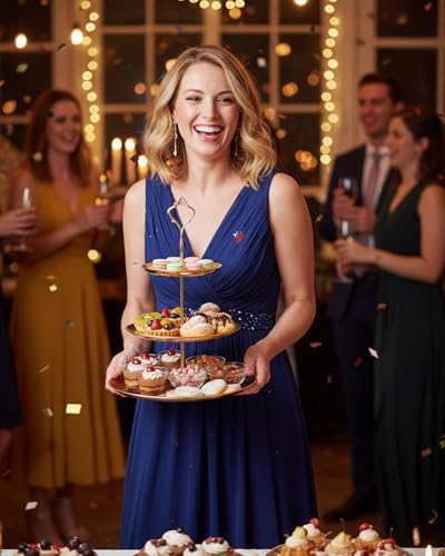 Gold Dessert Table Display Set, 12 Pcs Gold Cake Stand Set with Crystal Pendants - Metal Gold Dessert Stands &, alternate
