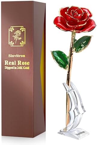 Gold Dipped Infinity Rose - Eternal Resin-Preserved Rose | Forever Flower Decor for Birthdays, Mother’s Day