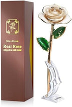 Gold Dipped Infinity Rose Forever Flower Decor, Resin Preserved Real Rose Birthday Gift for Women, Anniversary