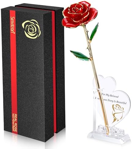 Gold Dipped Infinity Rose Forever Flower Decor, Resin Preserved Real Rose Birthday Gift for Women, Anniversary