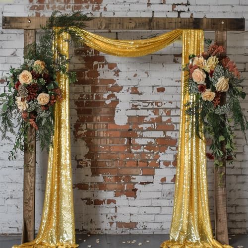 Gold Draping Fabric for Backdrop Festival Ceremony Decorations in 1Panel/26''x18FT in Gold