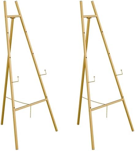 Gold Easel Stand for Sign, Heavy Duty Easel, 4-Tier Adjustable Art Easel for Painting, Wedding Sign 2pc